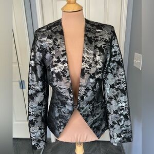 Gibson Black‎ & Metallic Silver Brocade Whimsigoth Blazer NWOT